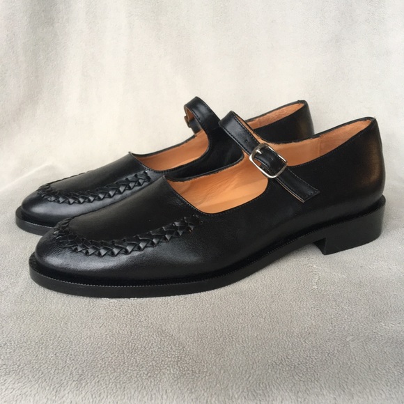 New Naguisa Berri Black Leather Mary Jane Flats 39 - Picture 4 of 11